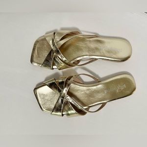 Jeffrey Campbell slip on sandals size 7/38  metallic gold
